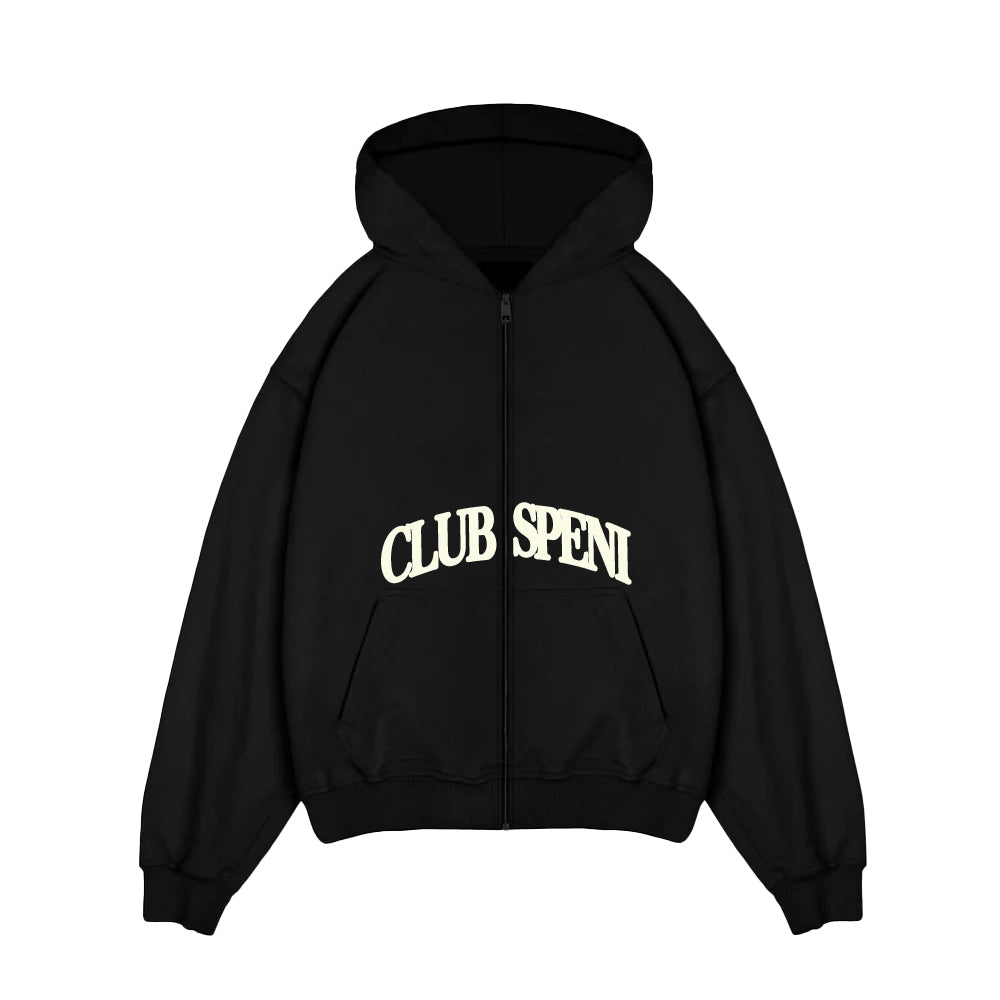 POCKET LOGO ZIP-HOODIE - BLACK